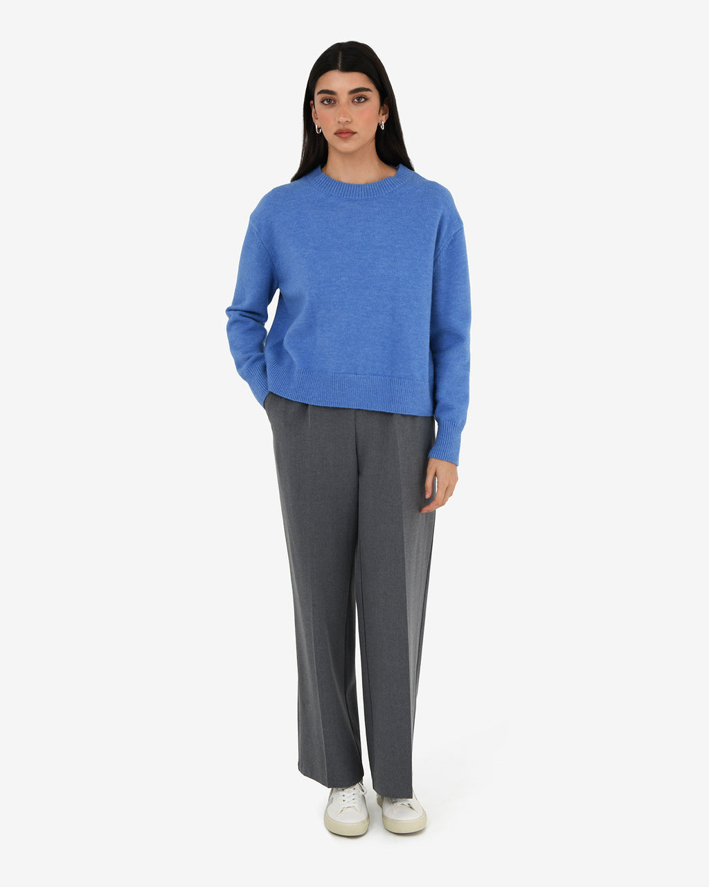 Joyli Round Neck Knit in periwinkle — full-length view