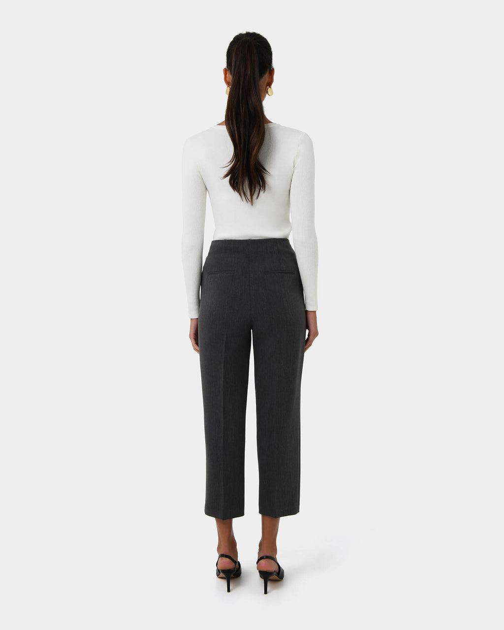 Vicky V-Neck Knit in ivory — back view
