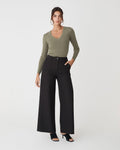 Vicky V-Neck Knit in olive leaf — full-length view