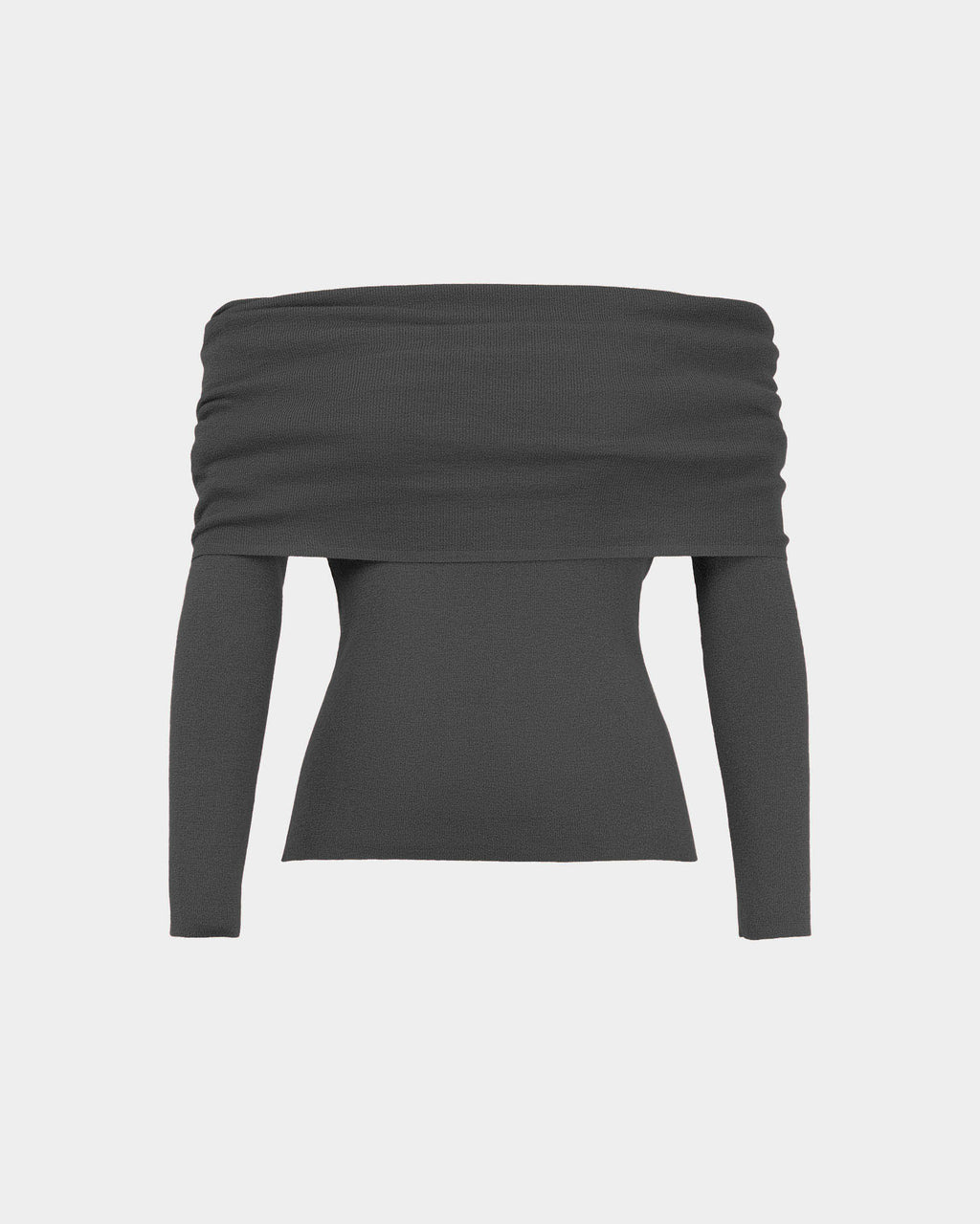 Ally Off Shoulder Knit in charcoal grey — product-only view
