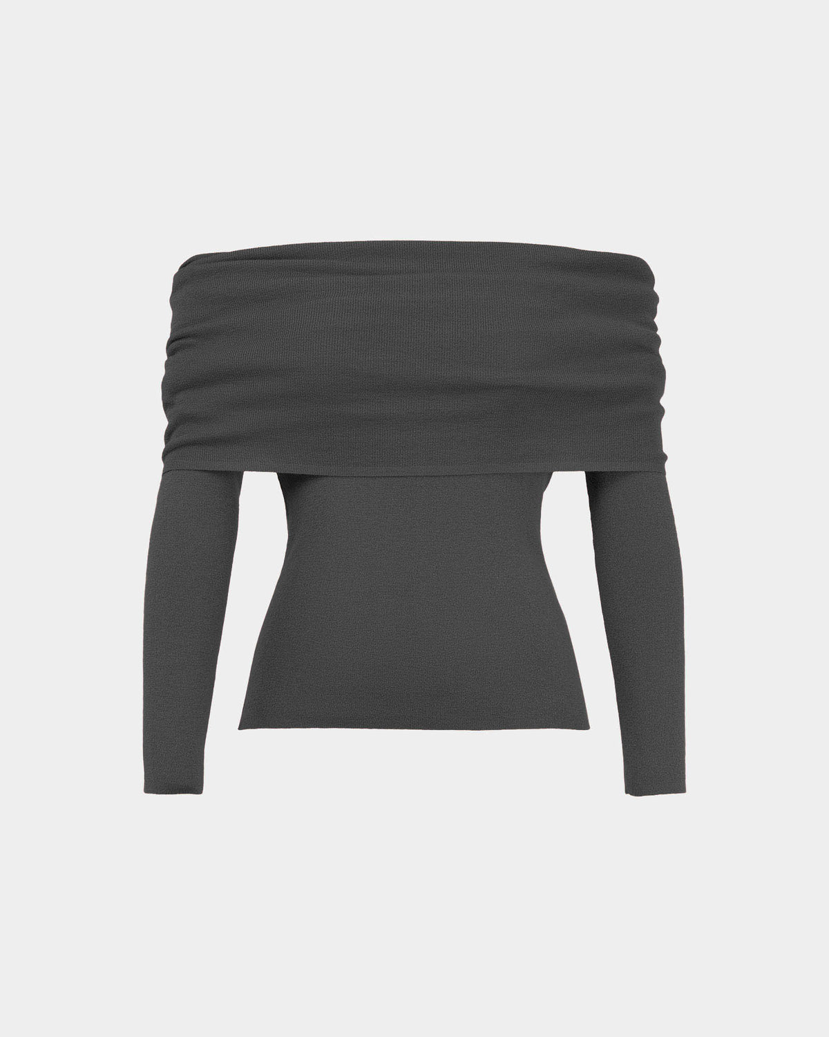Ally Off Shoulder Knit in charcoal grey — product-only view