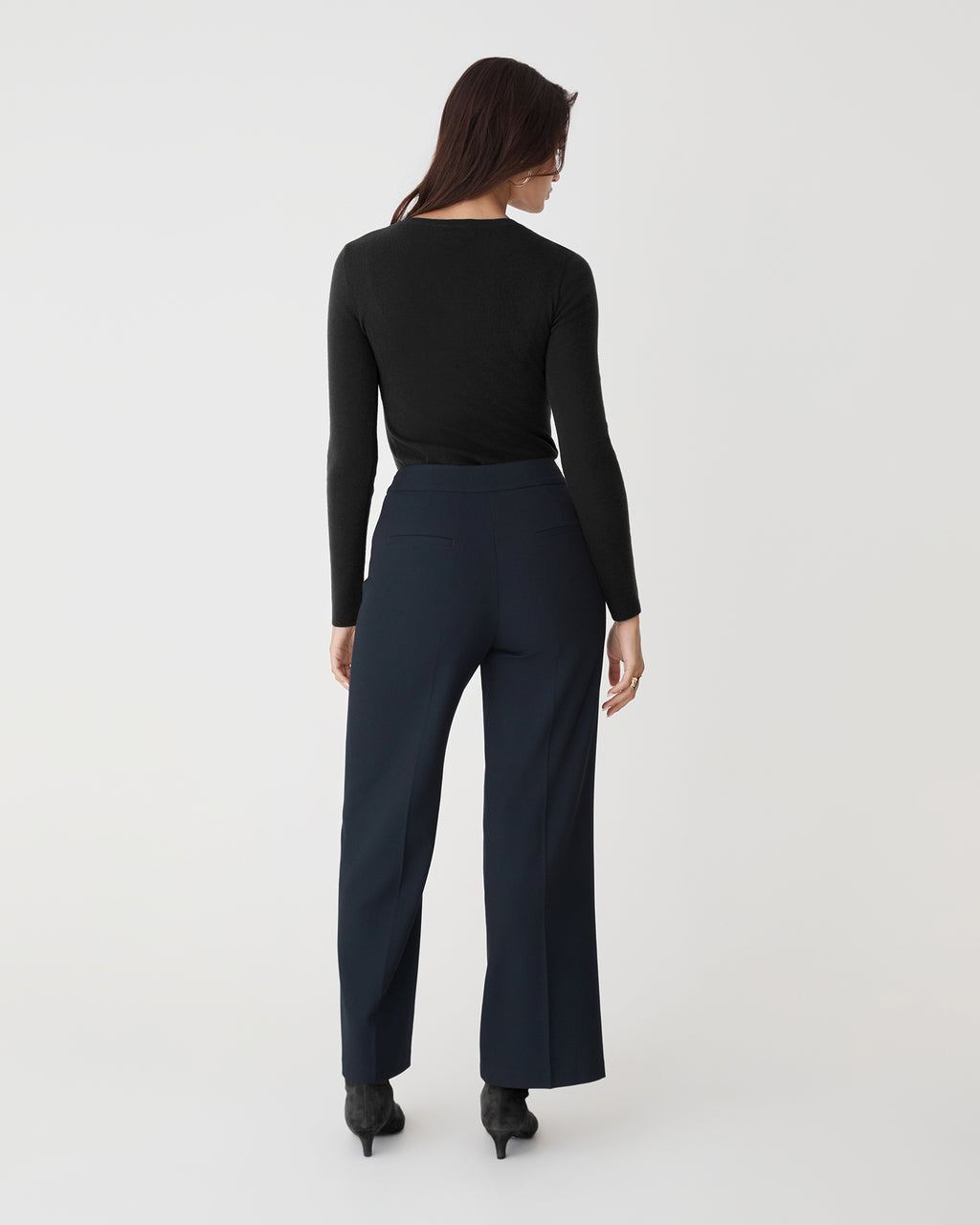 Henley Button Up Knit in black — back view