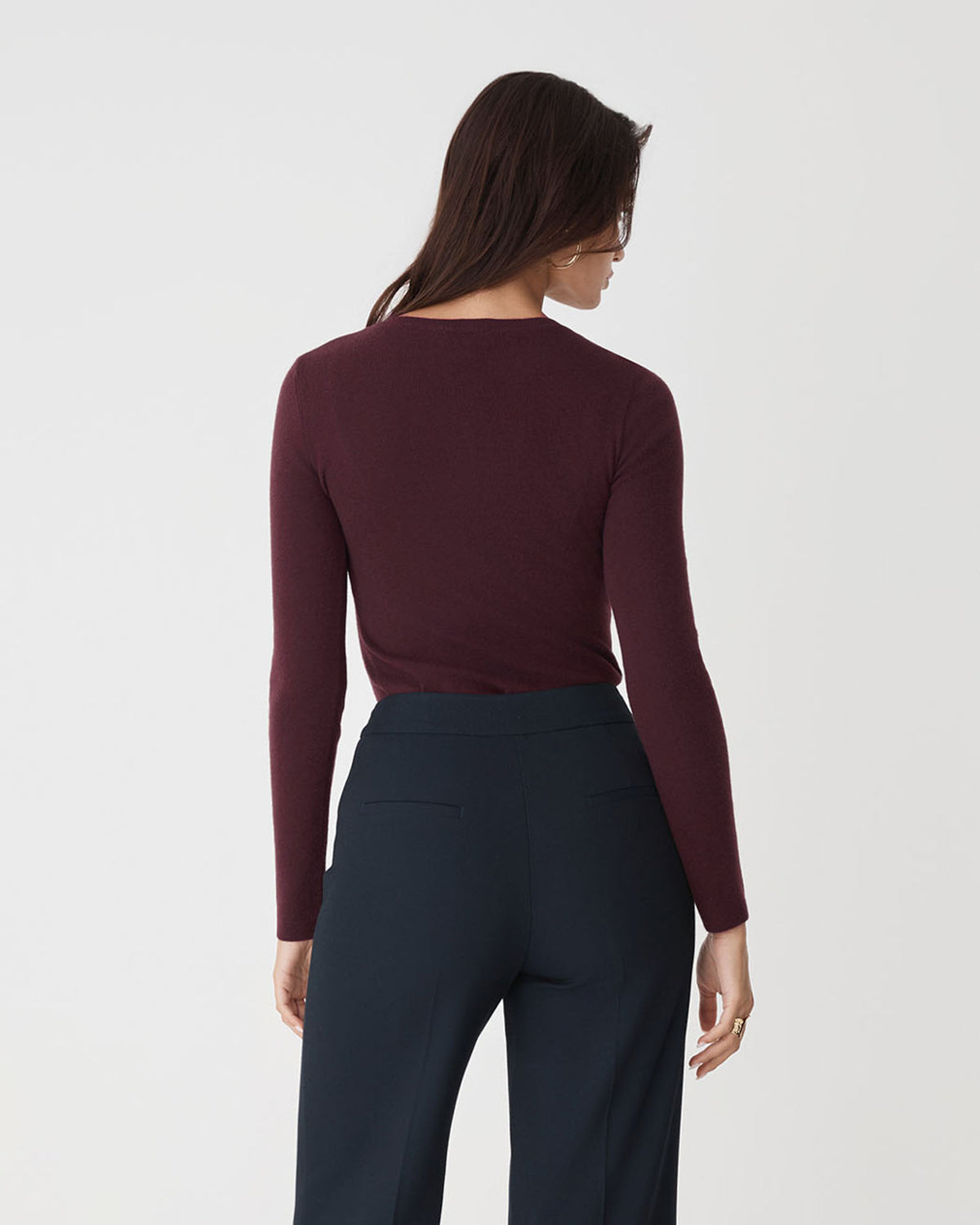 Henley Button Up Knit in shiraz — back view