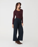 Henley Button Up Knit in shiraz — full-length view