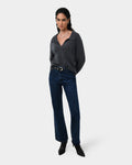 Mina Wool Blend Knit in marle grey — full-length view