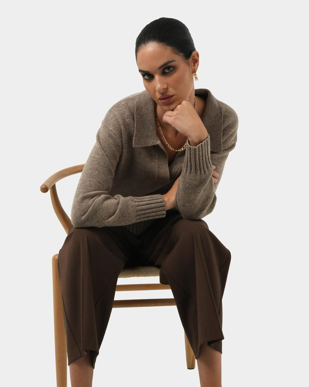 Mina Wool Blend Knit in marle mocha — view 3