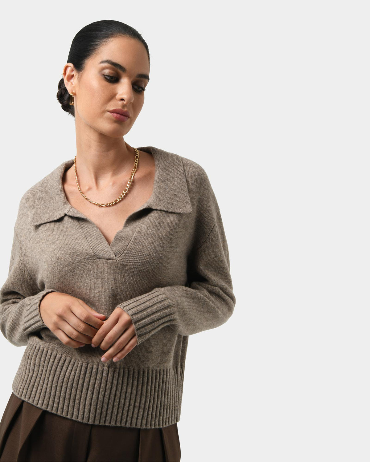 Mina Wool Blend Knit in marle mocha — view 4
