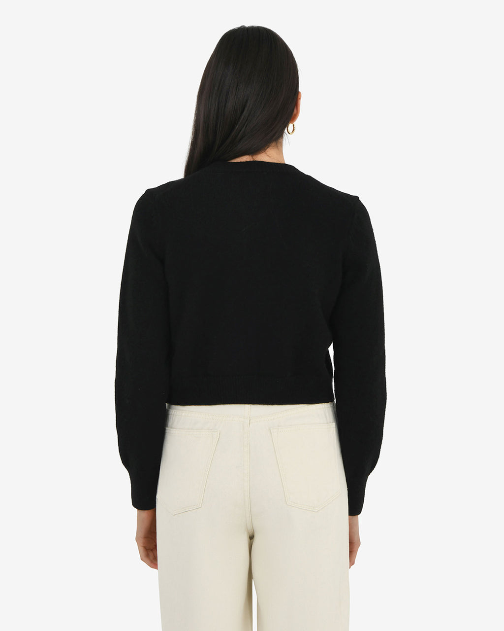Alina Button Cardigan in black — back view