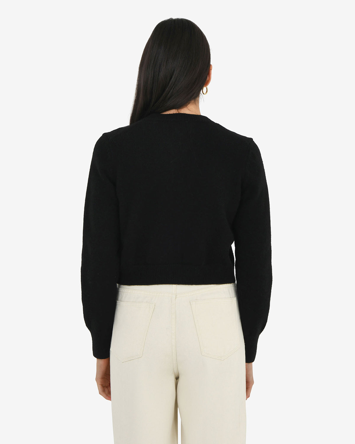 Alina Button Cardigan in black — back view