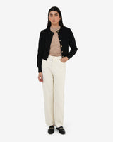 Alina Button Cardigan in black — full-length view