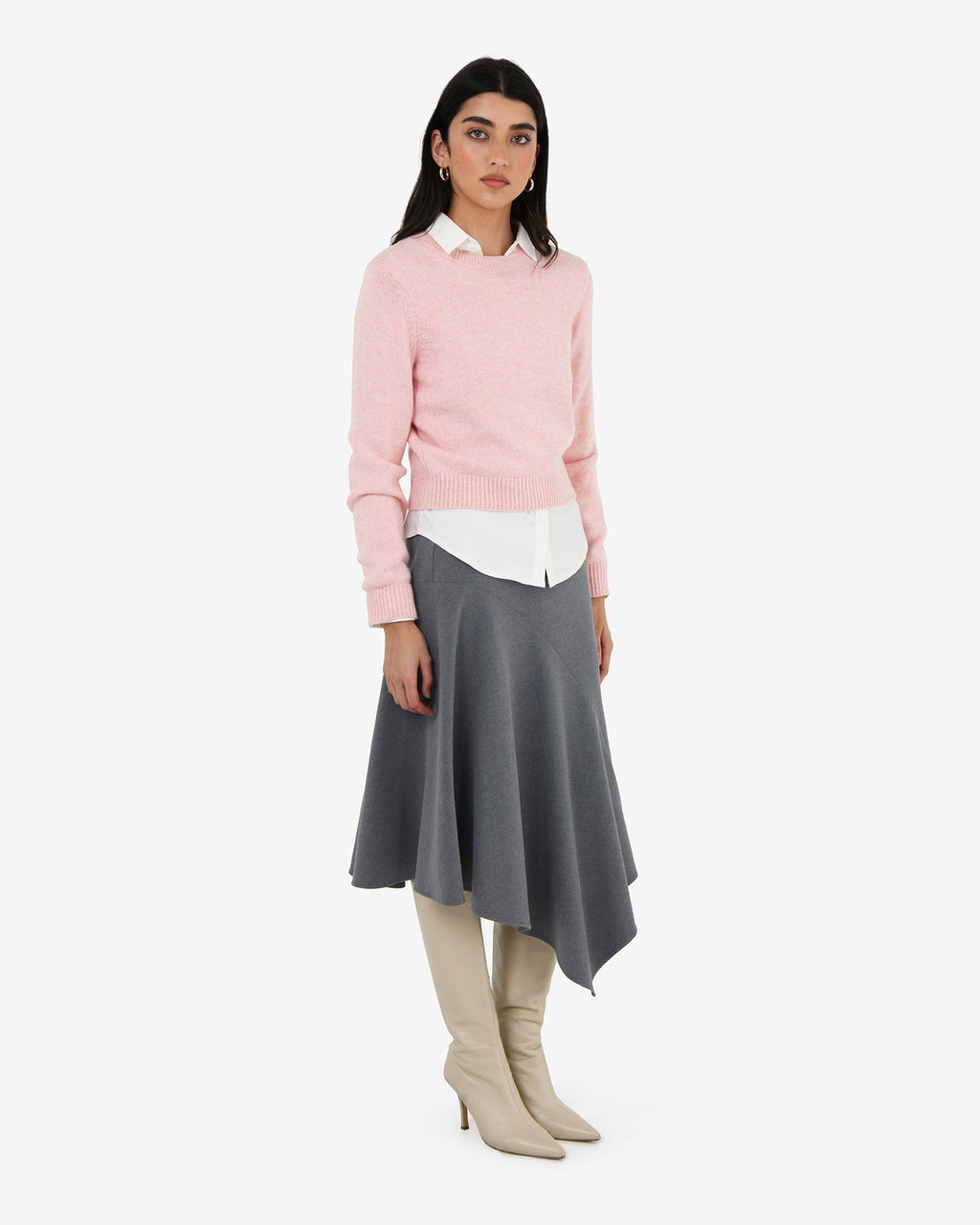 Hayes Wool Blend Jumper in pastel pink — full-length view