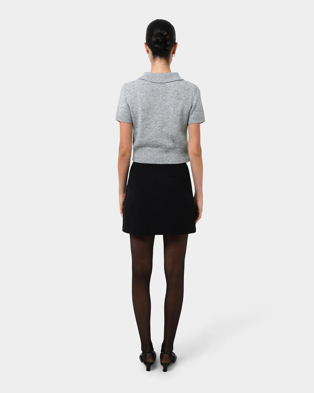 Jess Wool Blend Knit in marle grey — back view