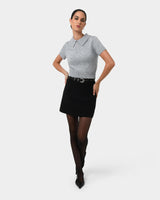 Jess Wool Blend Knit in marle grey — full-length view