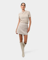 Jess Wool Blend Knit in oatmeal — full-length view