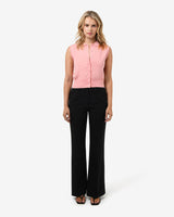 Collins Collar Knit Top in blush pink — full-length view