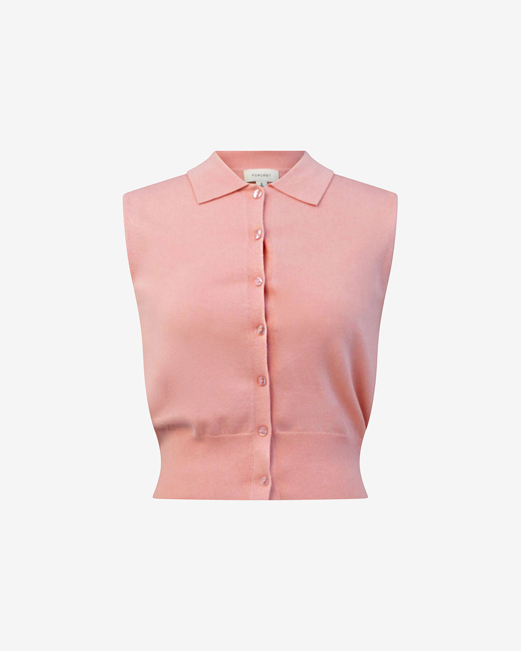 Collins Collar Knit Top in blush pink — product-only view