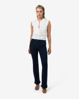 Collins Collar Knit Top in ivory — full-length view