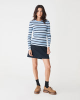 Jenny Wool Blend Knit in blue stripe — full-length view