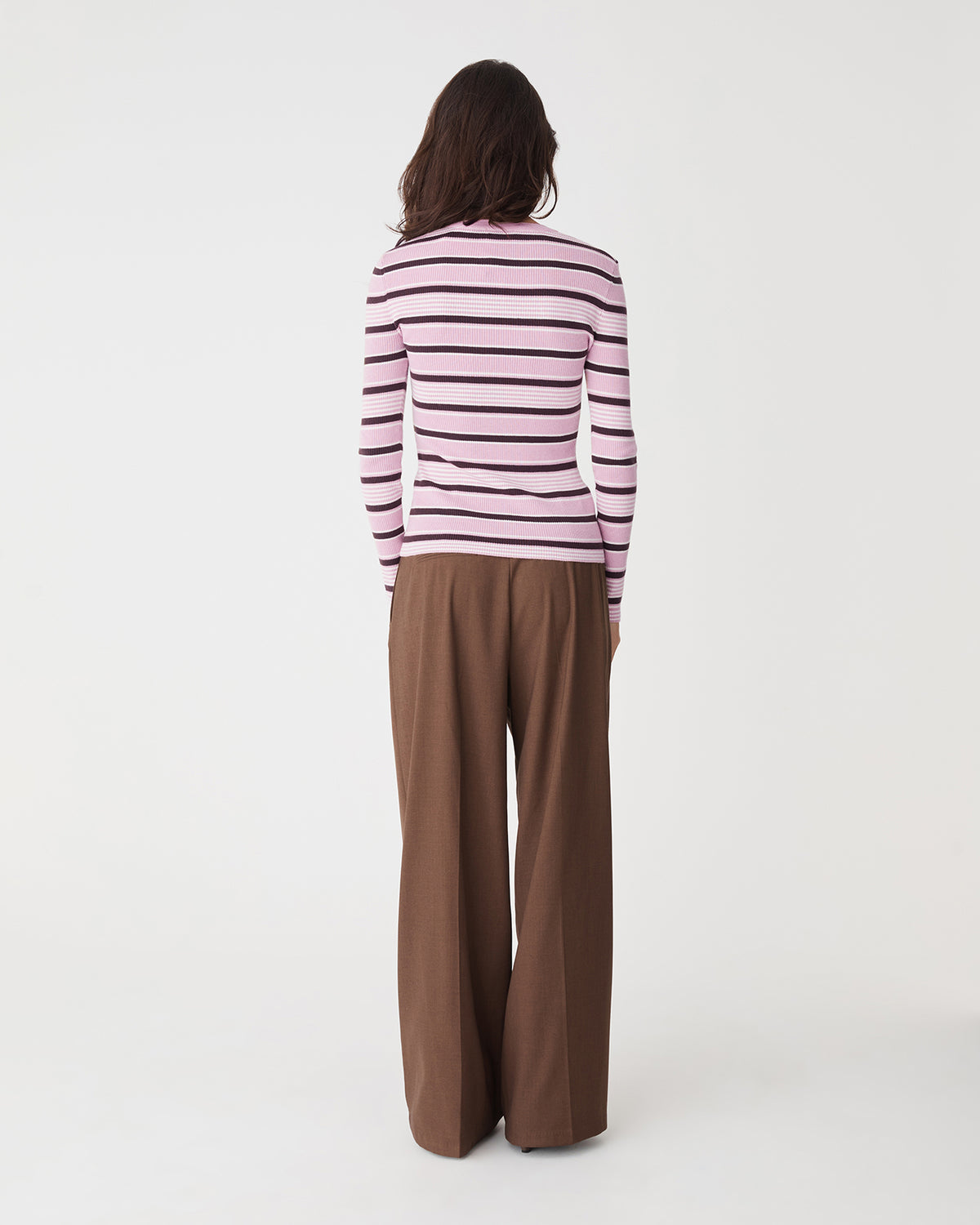 Jenny Wool Blend Knit in pink stripe — back view