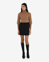 Nolan High Neck Knit in camel — full-length view