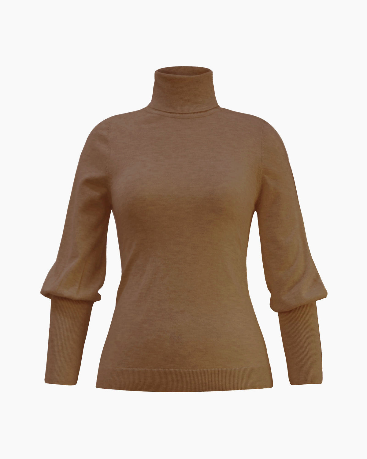 Nolan High Neck Knit in camel — product-only view