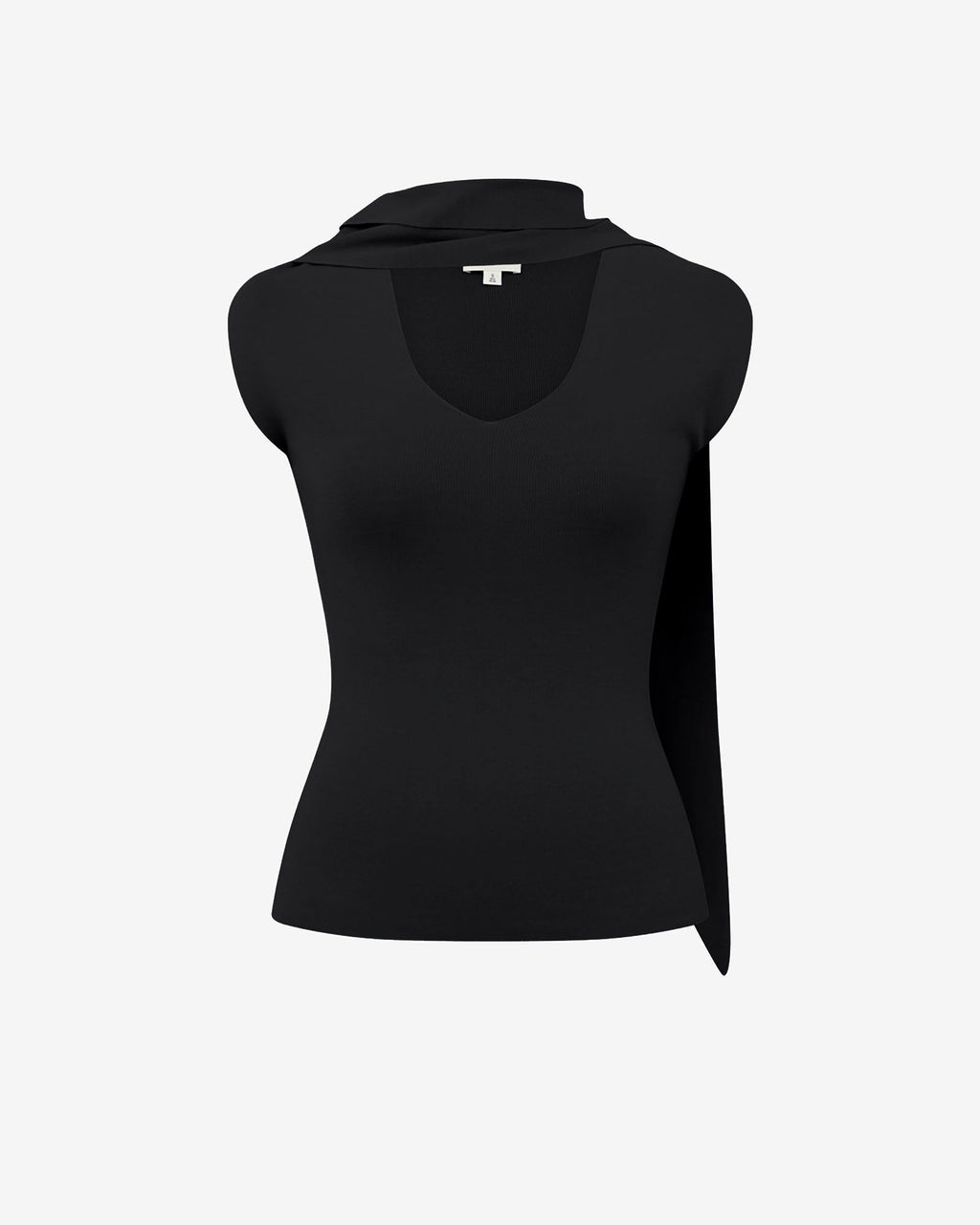 Isadora V-Neck Scarf Knit Top in black — product-only view