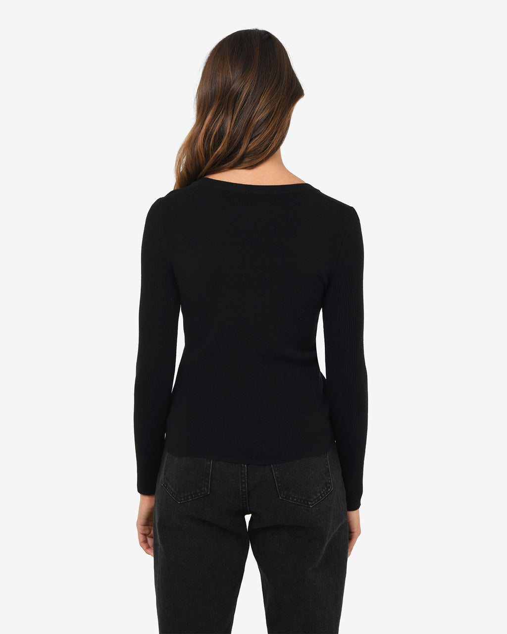 Samira Scoop Neck Knit in black — back view
