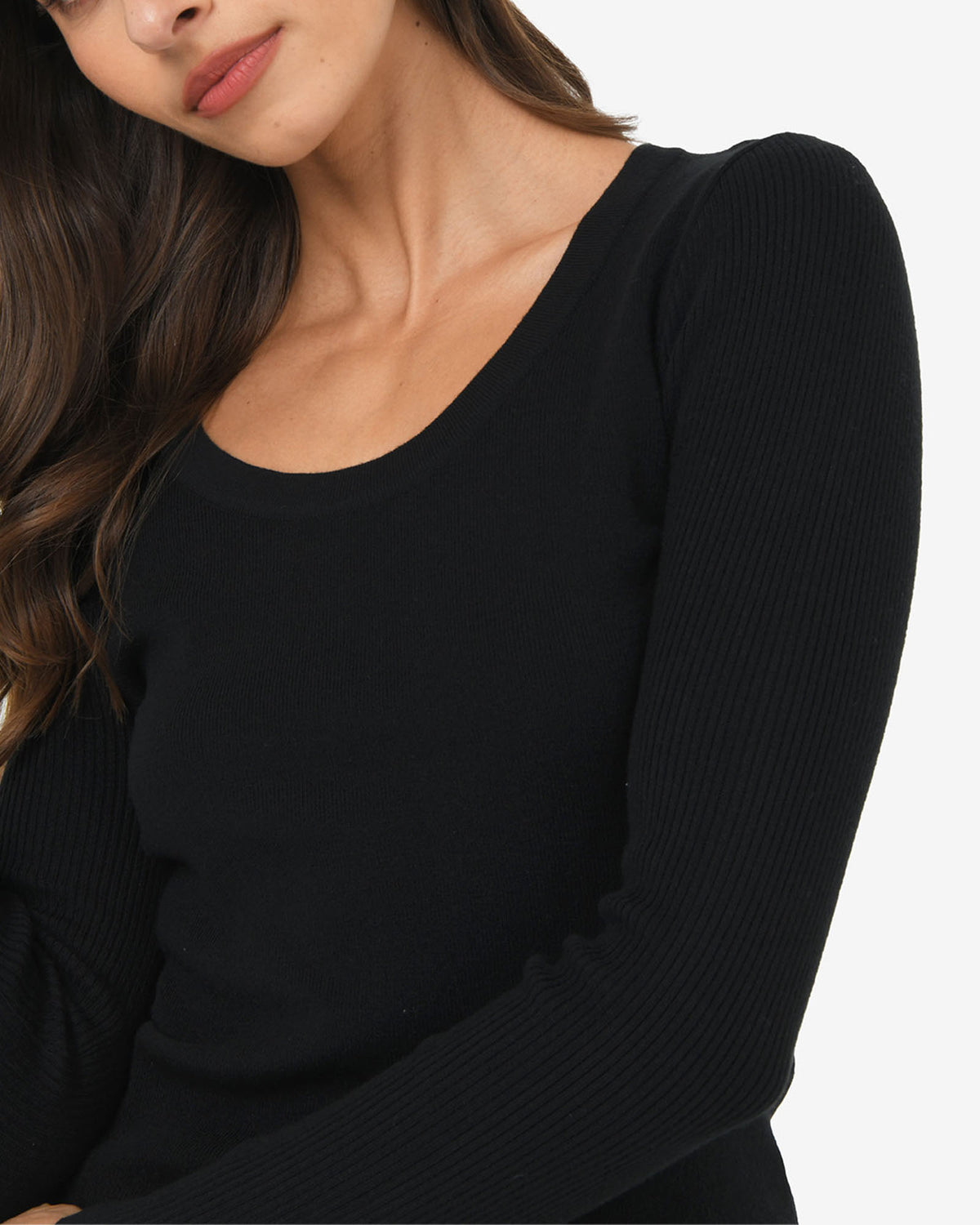 Samira Scoop Neck Knit in black — fabric detail