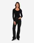Samira Scoop Neck Knit in black — full-length view