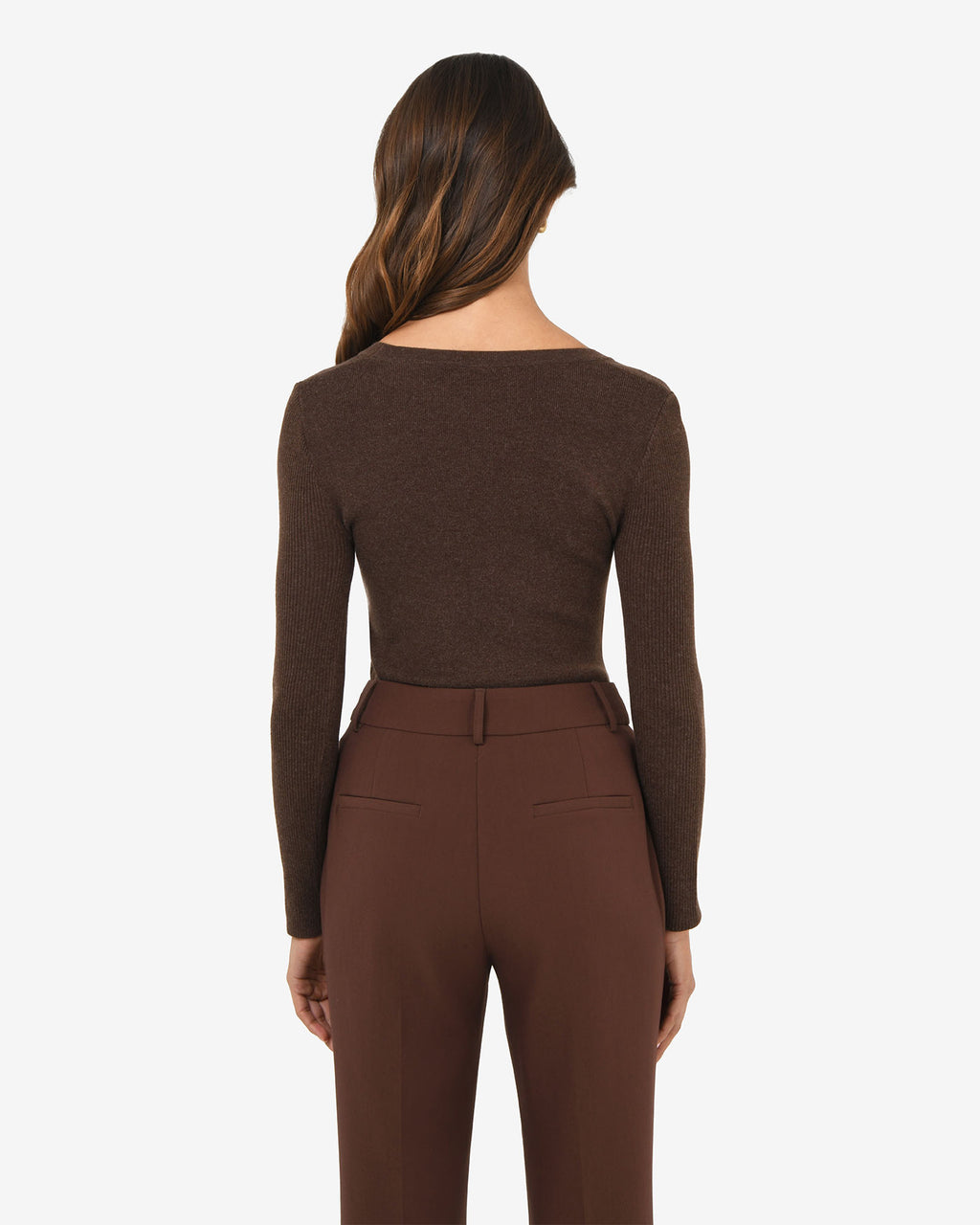 Samira Scoop Neck Knit in chocolate — back view