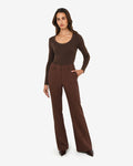 Samira Scoop Neck Knit in chocolate — full-length view