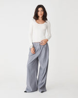Samira Scoop Neck Knit in ivory — full-length view
