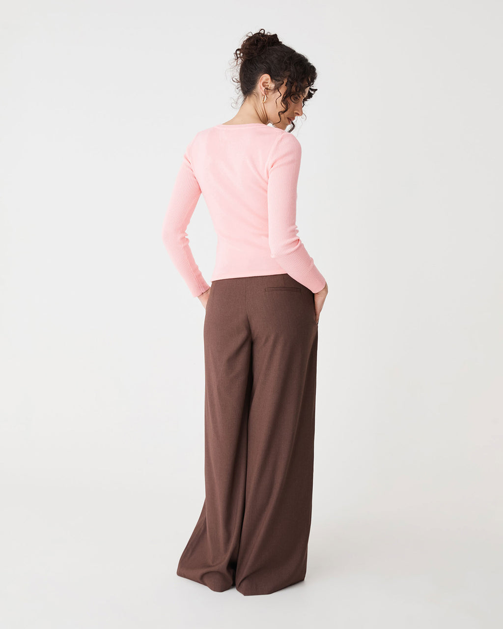 Samira Scoop Neck Knit in pink — back view