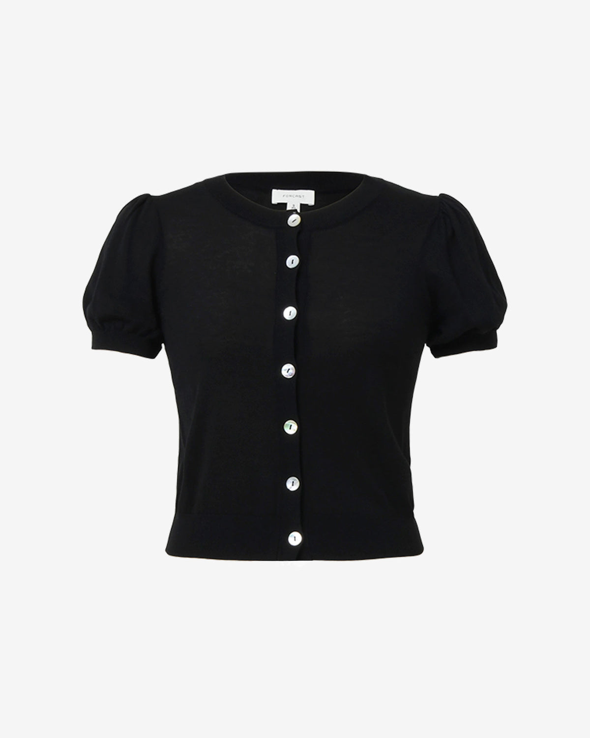 Cindy Puff Sleeve Cardigan in black — product-only view