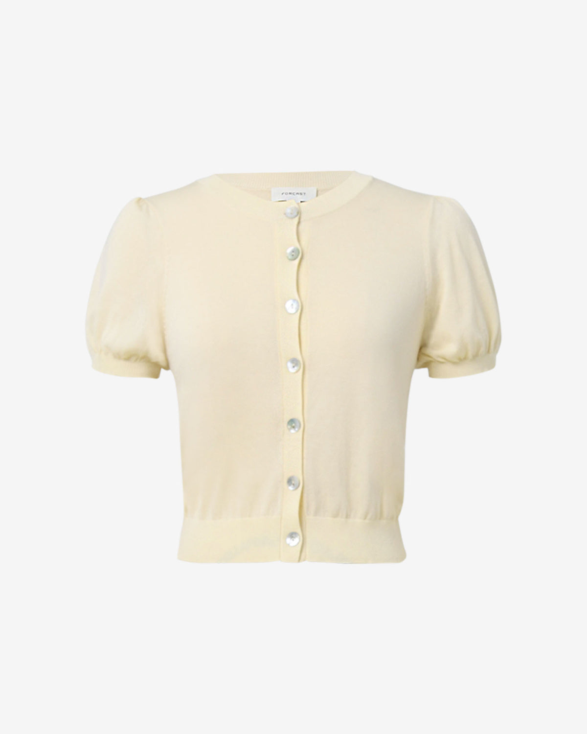 Cindy Puff Sleeve Cardigan in butter — product-only view