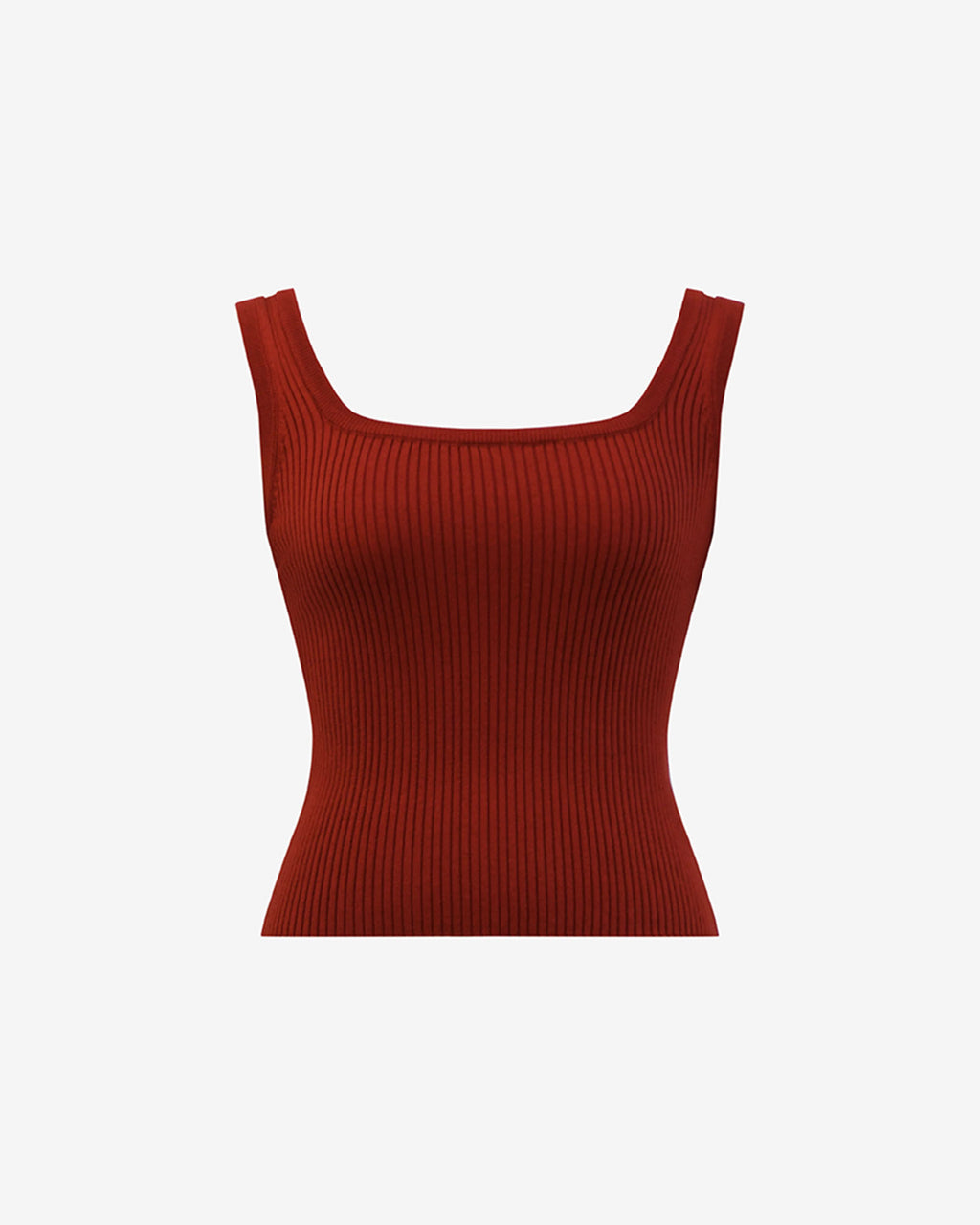 Ella Square Neck Rib Knit in clay — product-only view