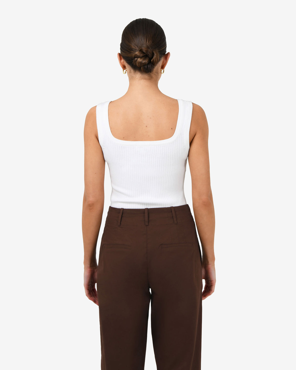 Ella Square Neck Rib Knit in ivory — back view