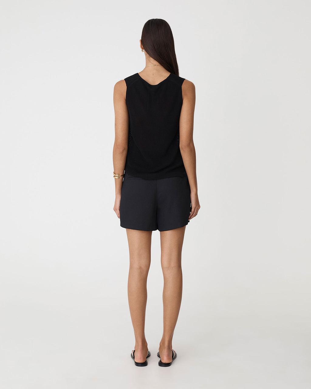 Jillian Lyocell Blend Tank in black — back view