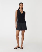 Jillian Lyocell Blend Tank in black — full-length view