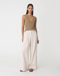 Jillian Lyocell Blend Tank in flax marle — full-length view