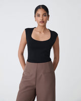Kingsley Knit Top in black — close-up view