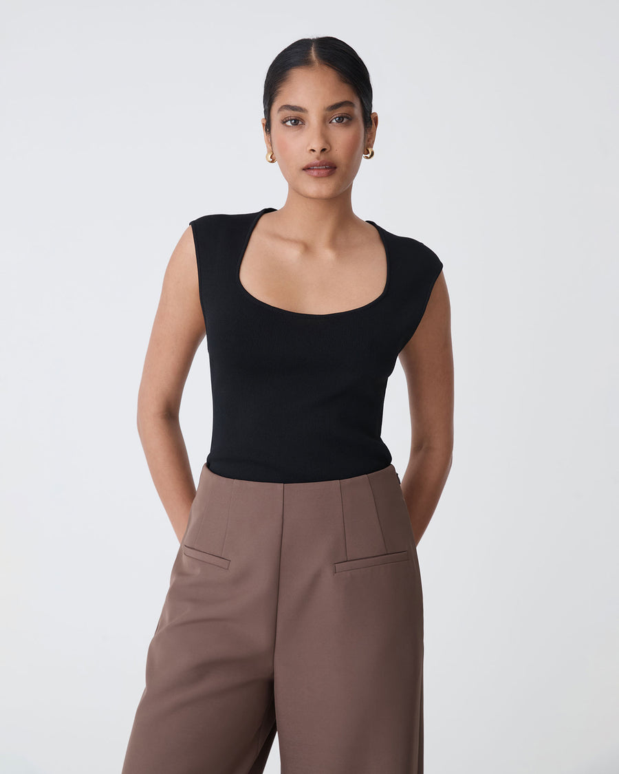 Kingsley Knit Top in black — close-up view