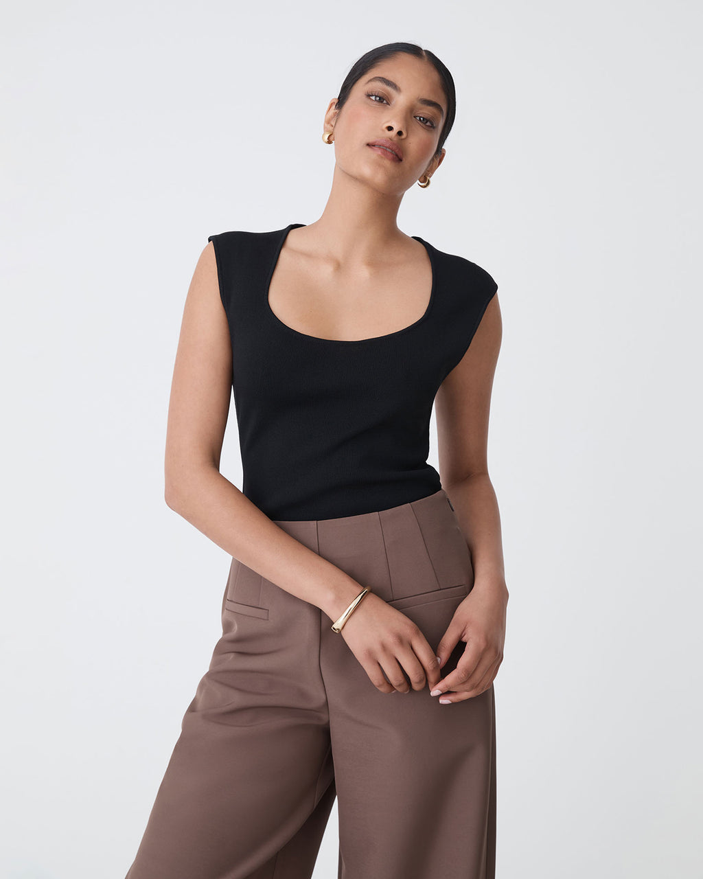 Kingsley Knit Top in black — close-up view 2