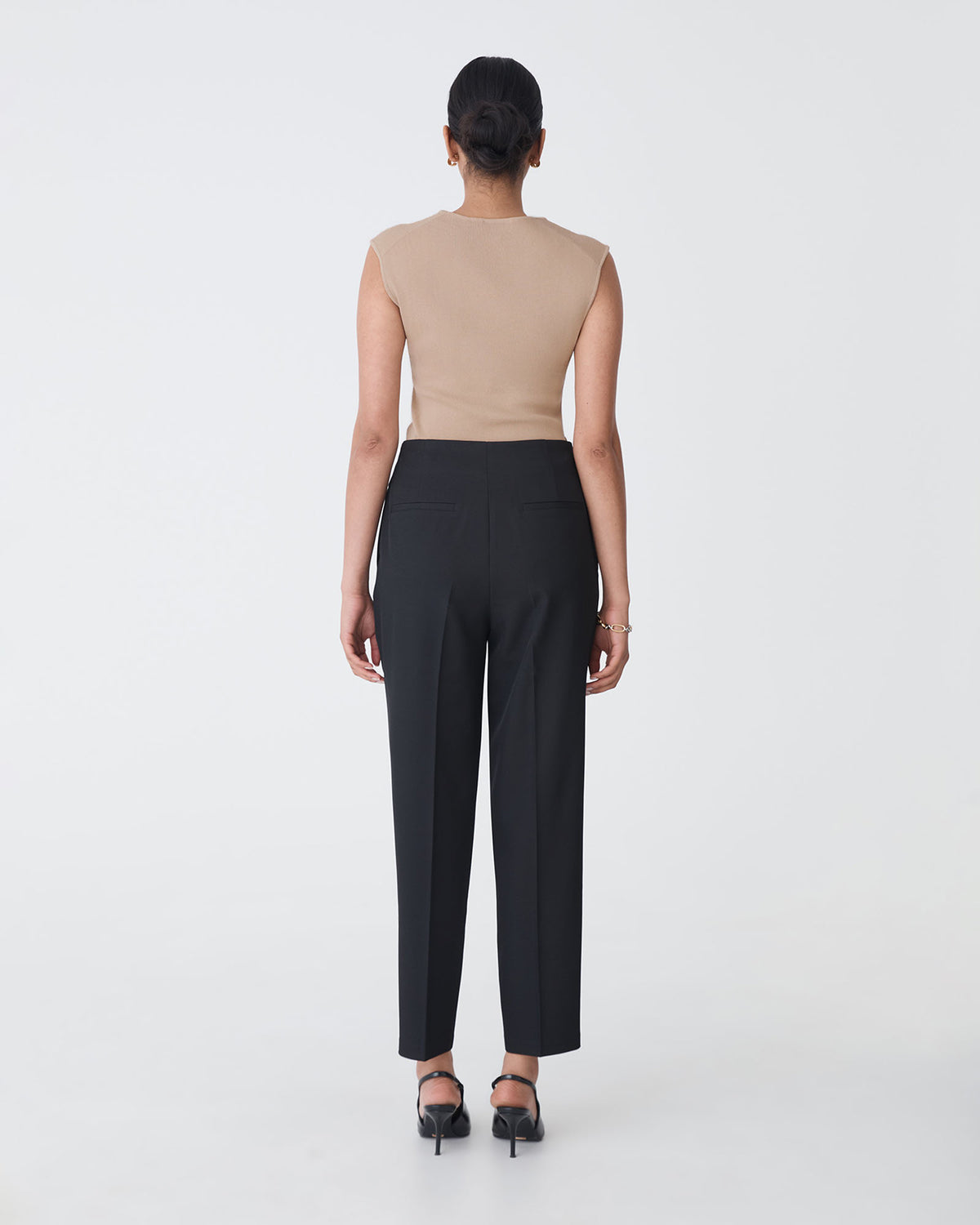 Kingsley Knit Top in camel — back view