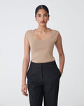 Kingsley Knit Top in camel — close-up view