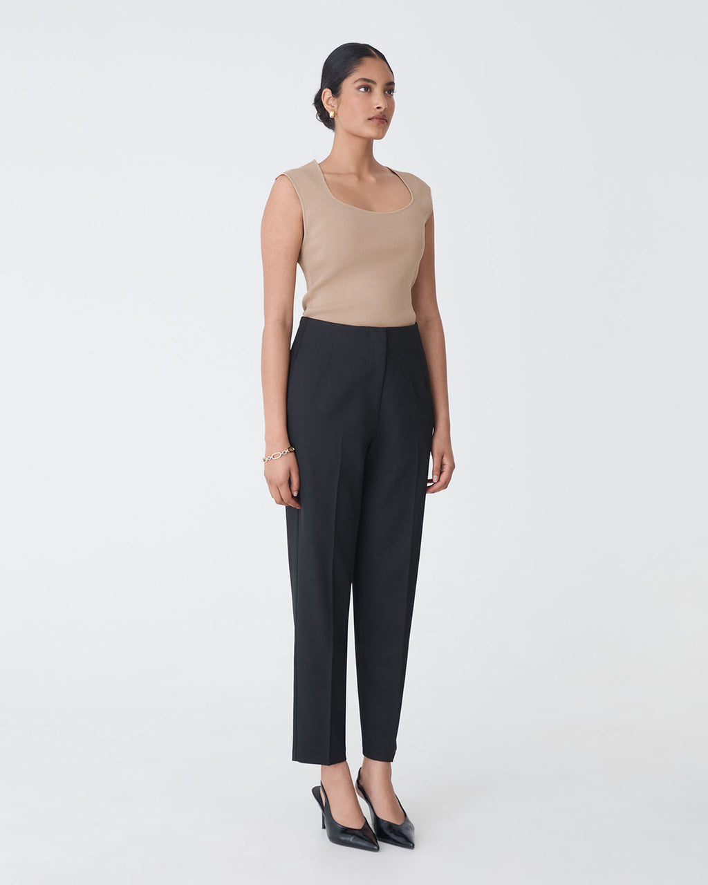 Kingsley Knit Top in camel — side view