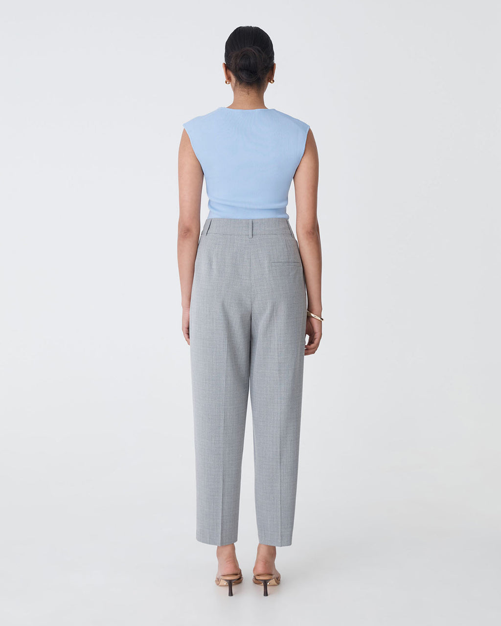 Kingsley Knit Top in chambray blue — back view