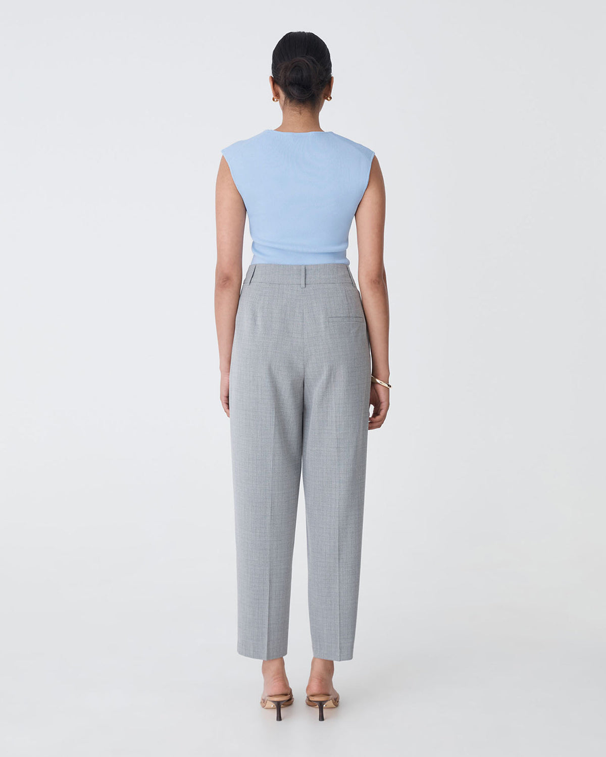 Kingsley Knit Top in chambray blue — back view