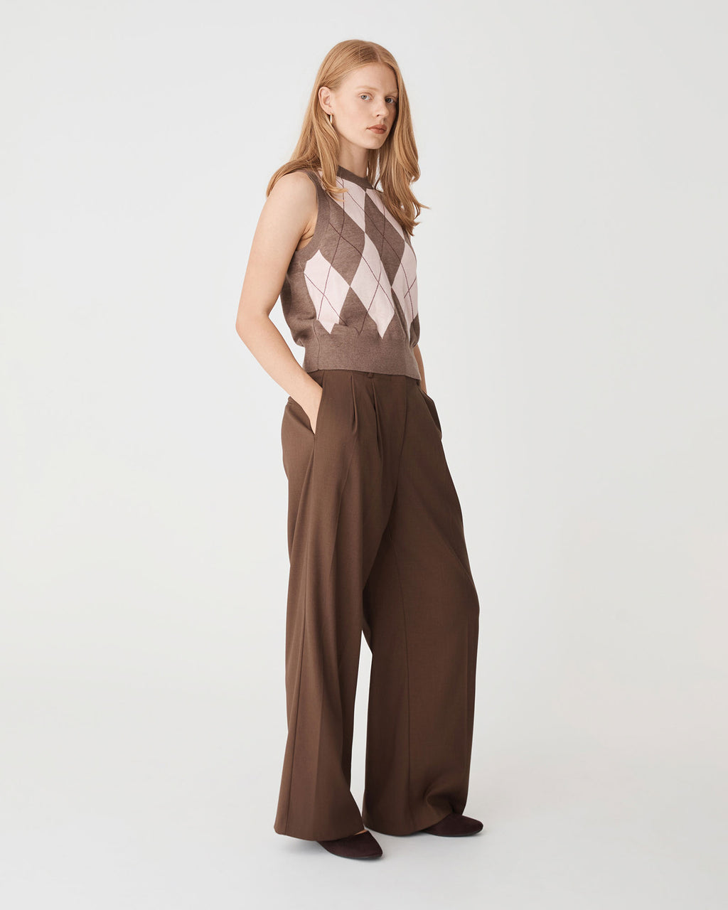 Jacinta Argyle Knit Vest in neapolitan — side view