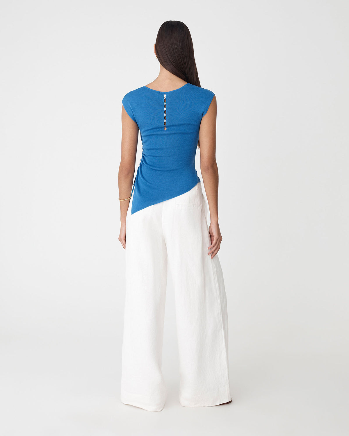 Galina Ruched Lyocell Knit in cobalt — back view